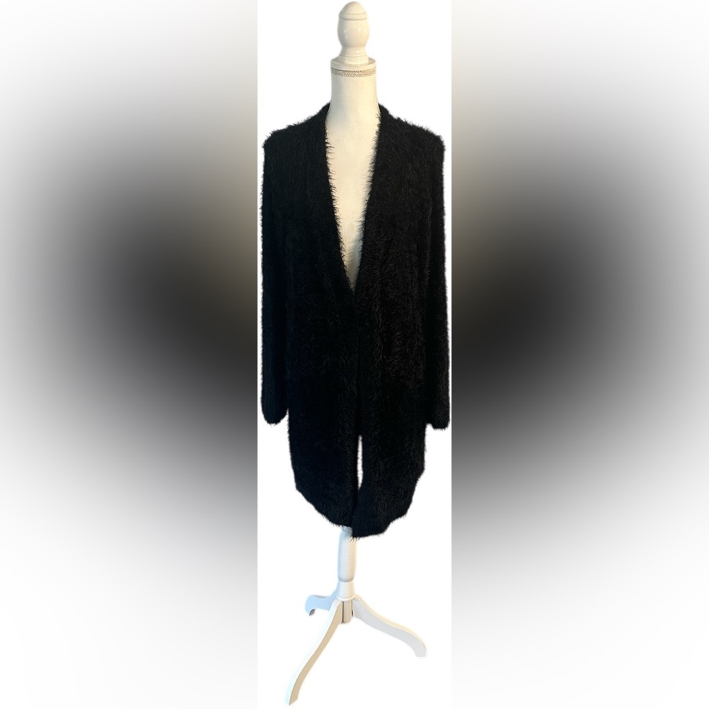 Black Rivet Women's Fuzzy Black Cardigan
